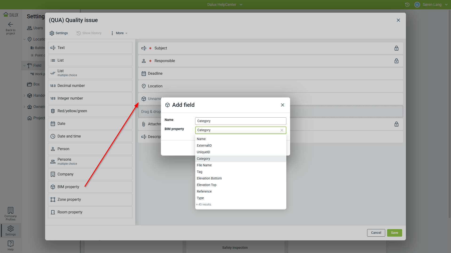 BIM properties Dalux HelpCenter
